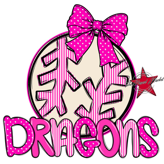 Dragons Baseball-Softball Spirit Design-Pink