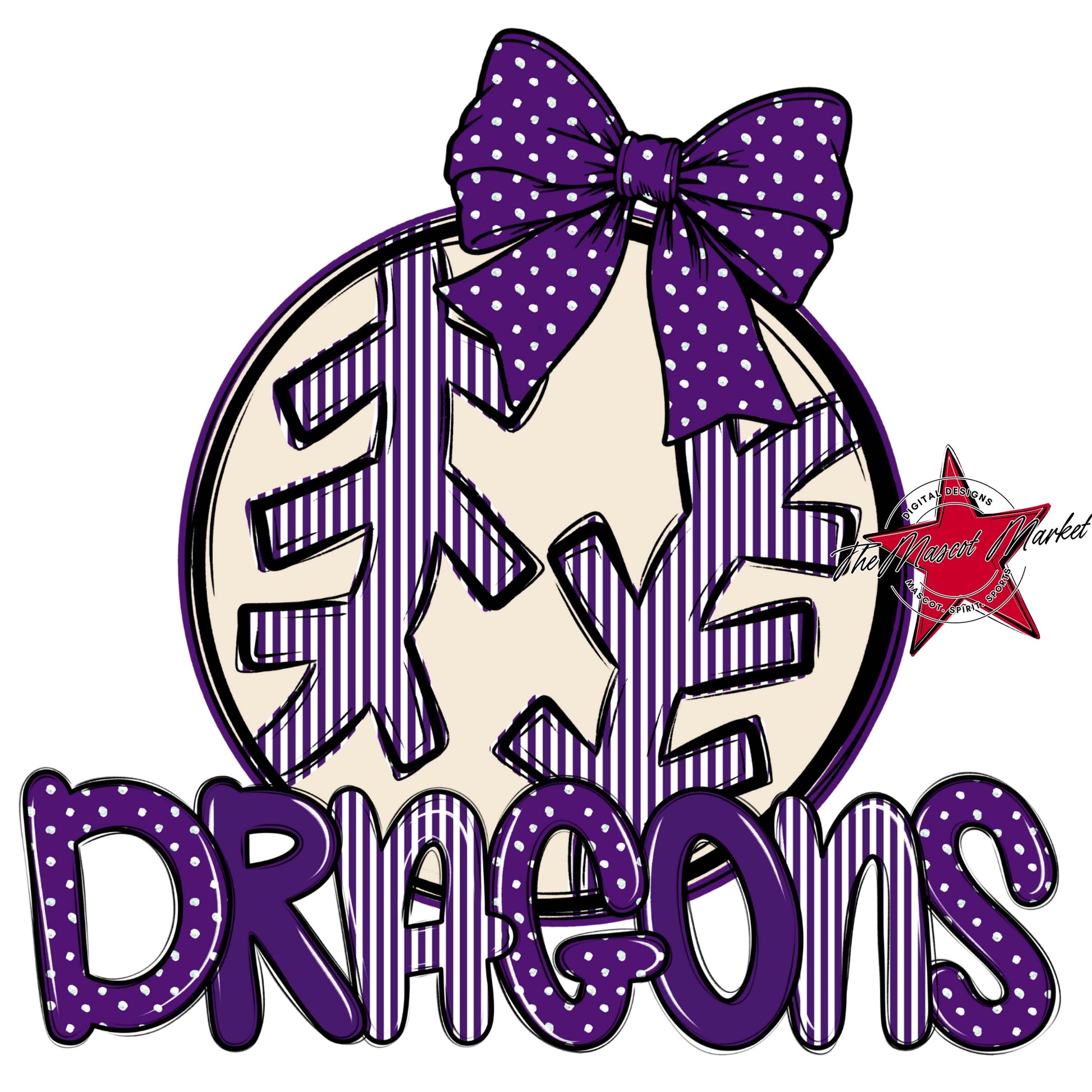 Dragons Baseball-Softball Spirit Design-Purple