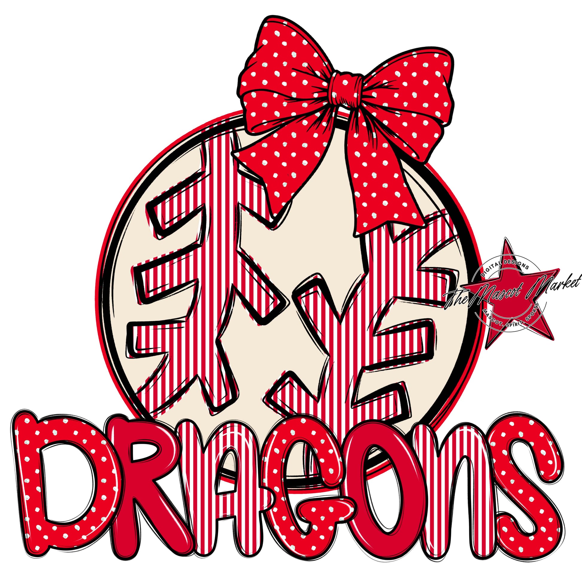 Dragons Baseball-Softball Spirit Design-Red
