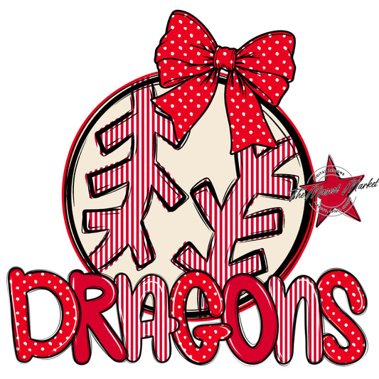 Dragons Baseball-Softball Spirit Design-Red