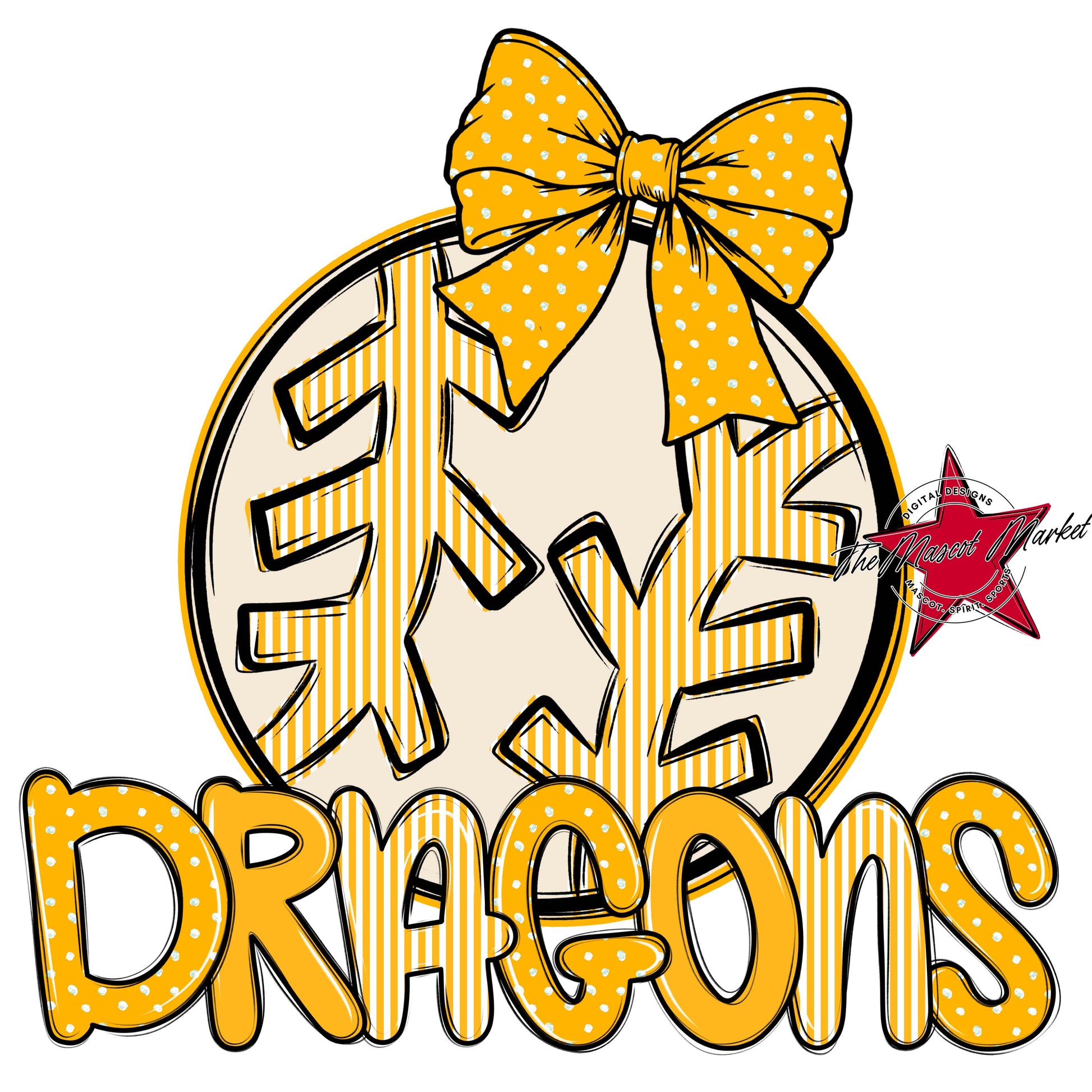 Dragons Baseball-Softball Spirit Design-Yellow