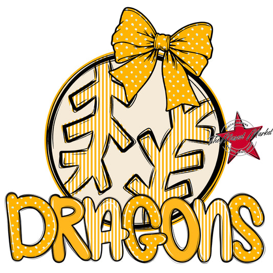 Dragons Baseball-Softball Spirit Design-Yellow