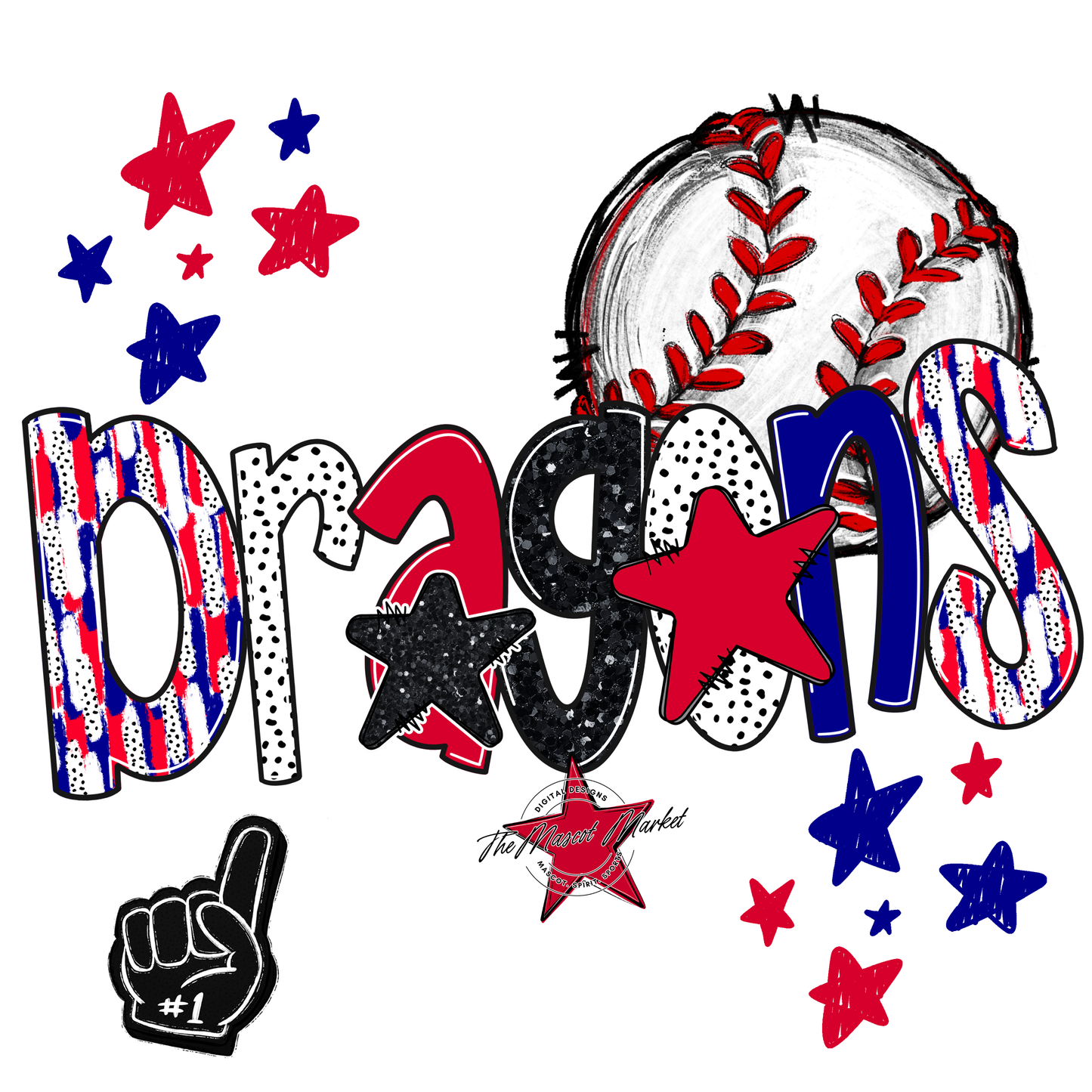 Dragons Baseball Scrape-Blue-Red