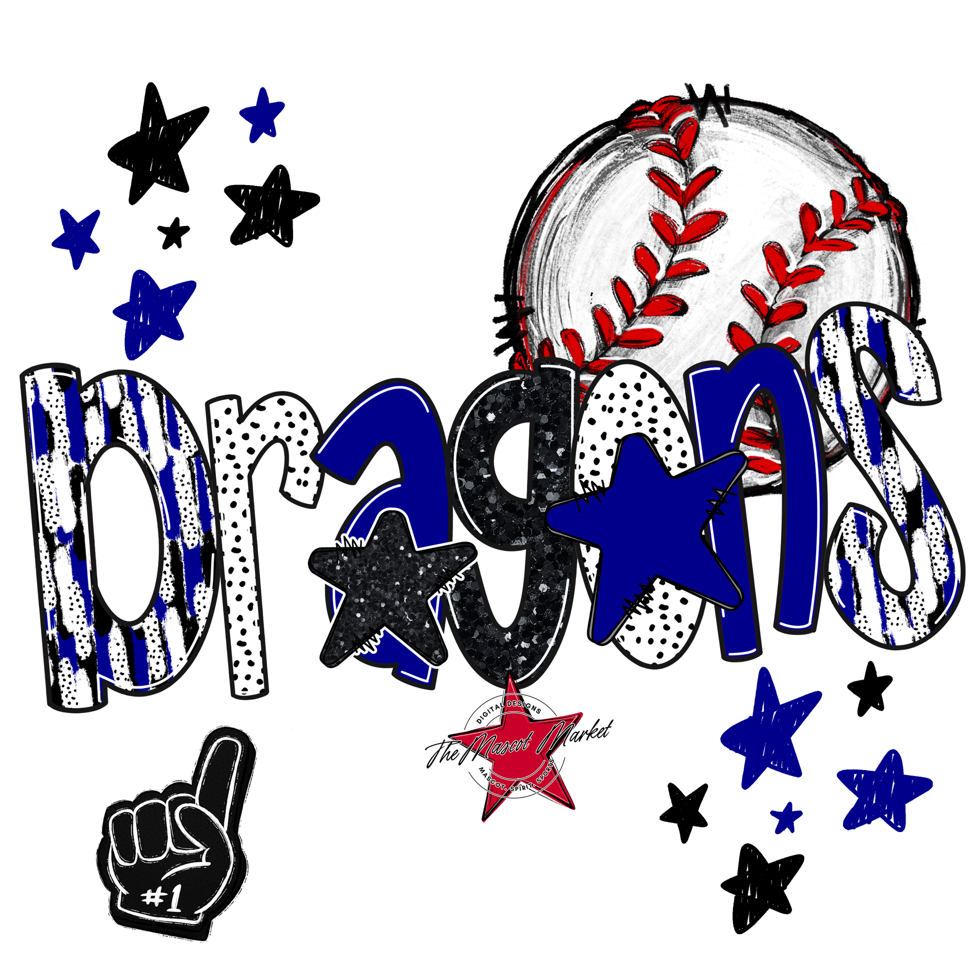 Dragons Baseball Scrape-Blue