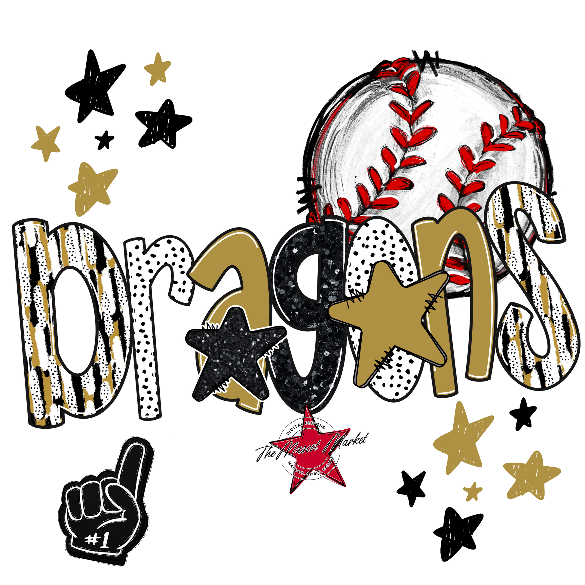 Dragons Baseball Scrape-Gold
