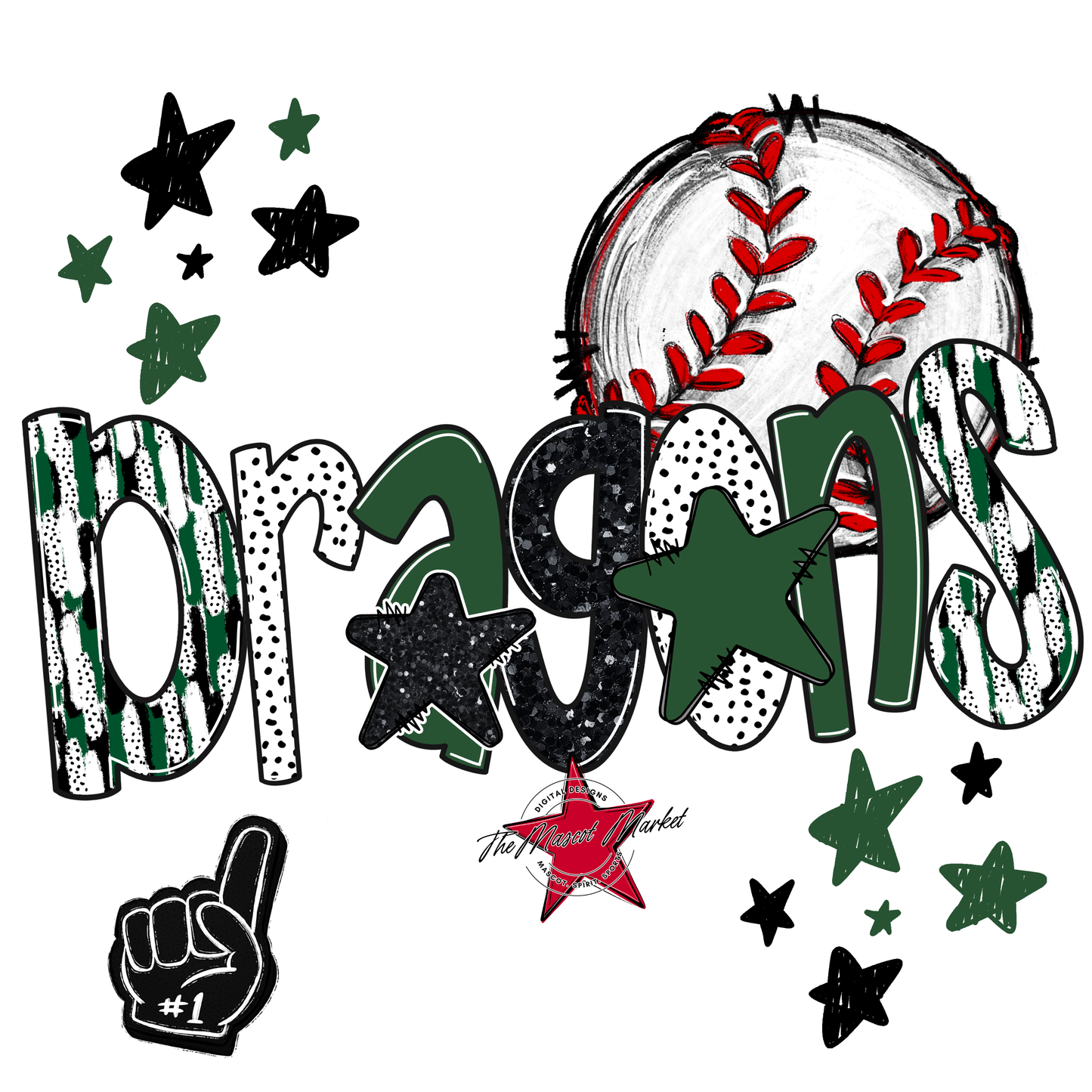 Dragons Baseball Scrape-Green