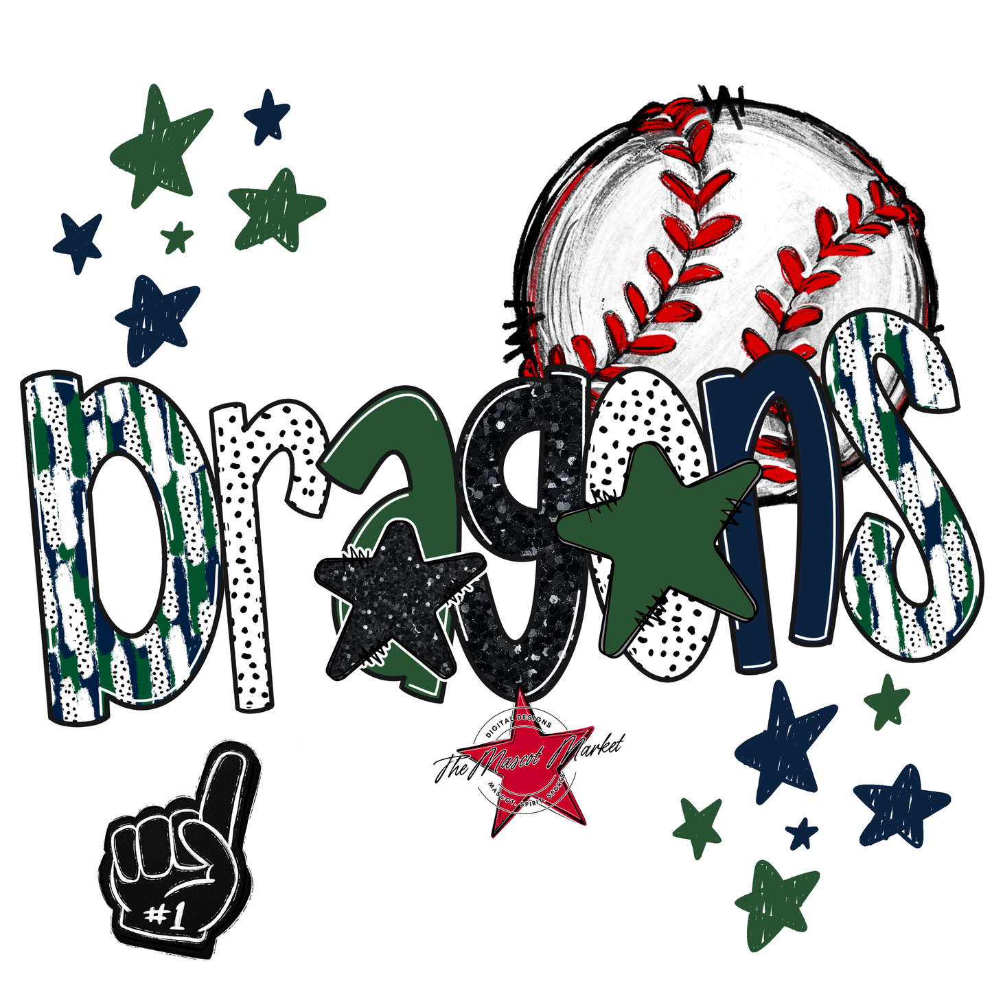 Dragons Baseball Scrape-Navy-Green