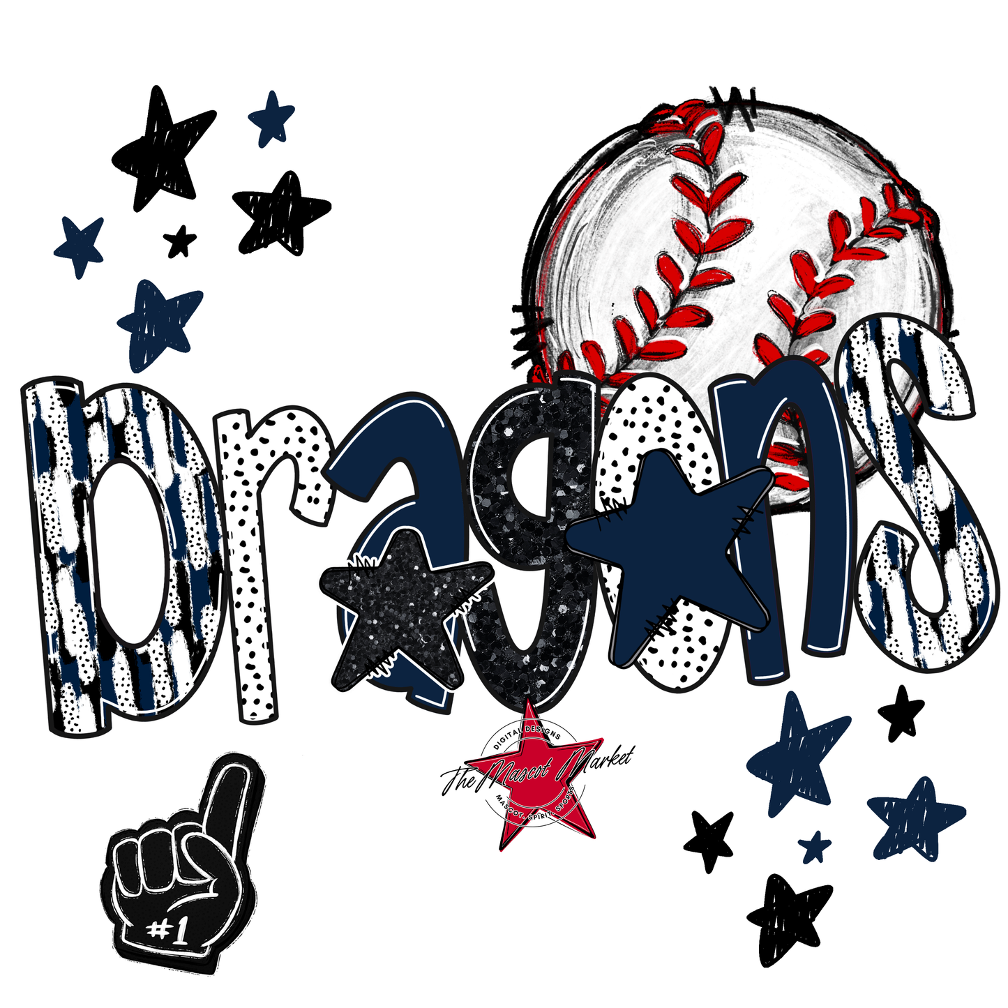 Dragons Baseball Scrape-Navy