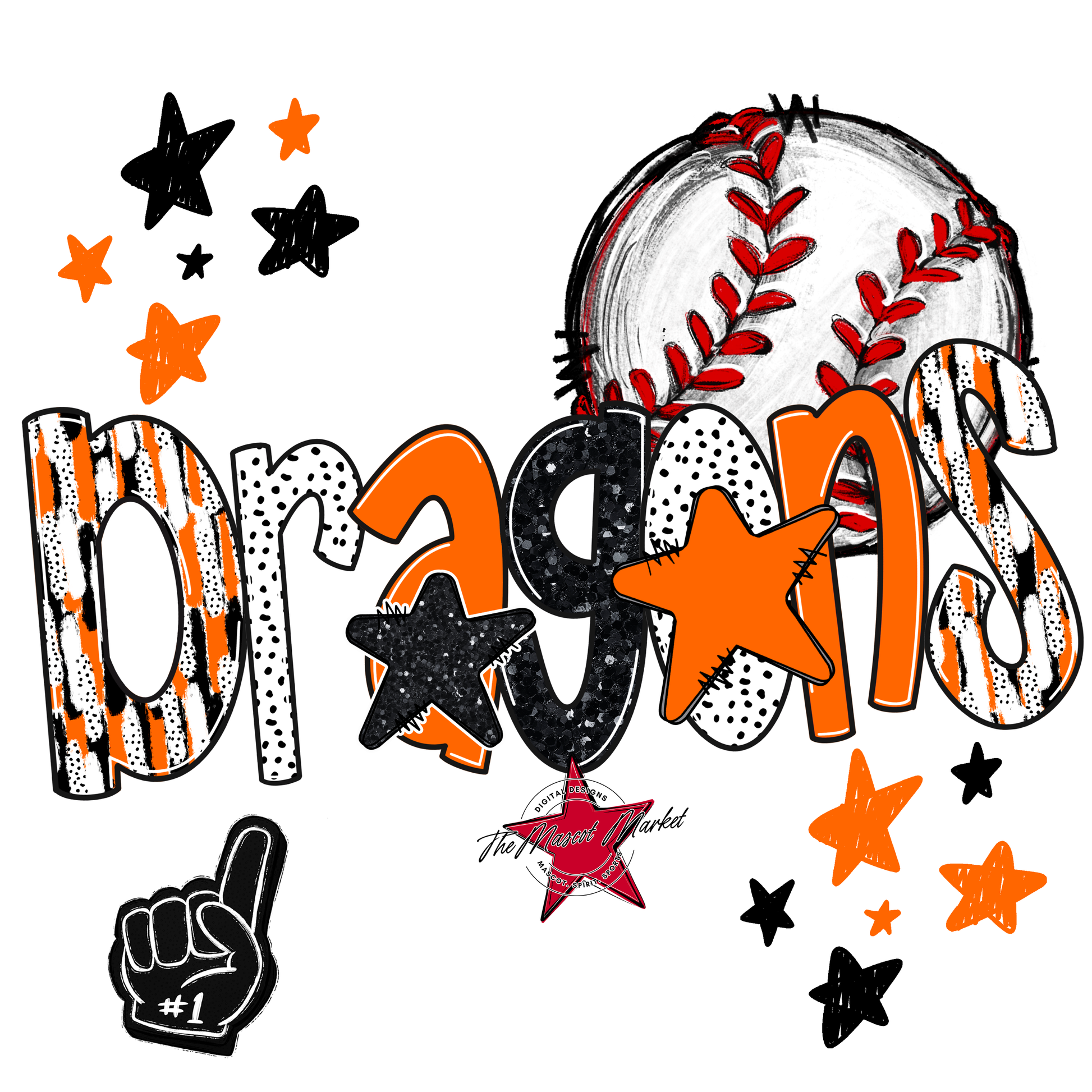 Dragons Baseball Scrape-Orange