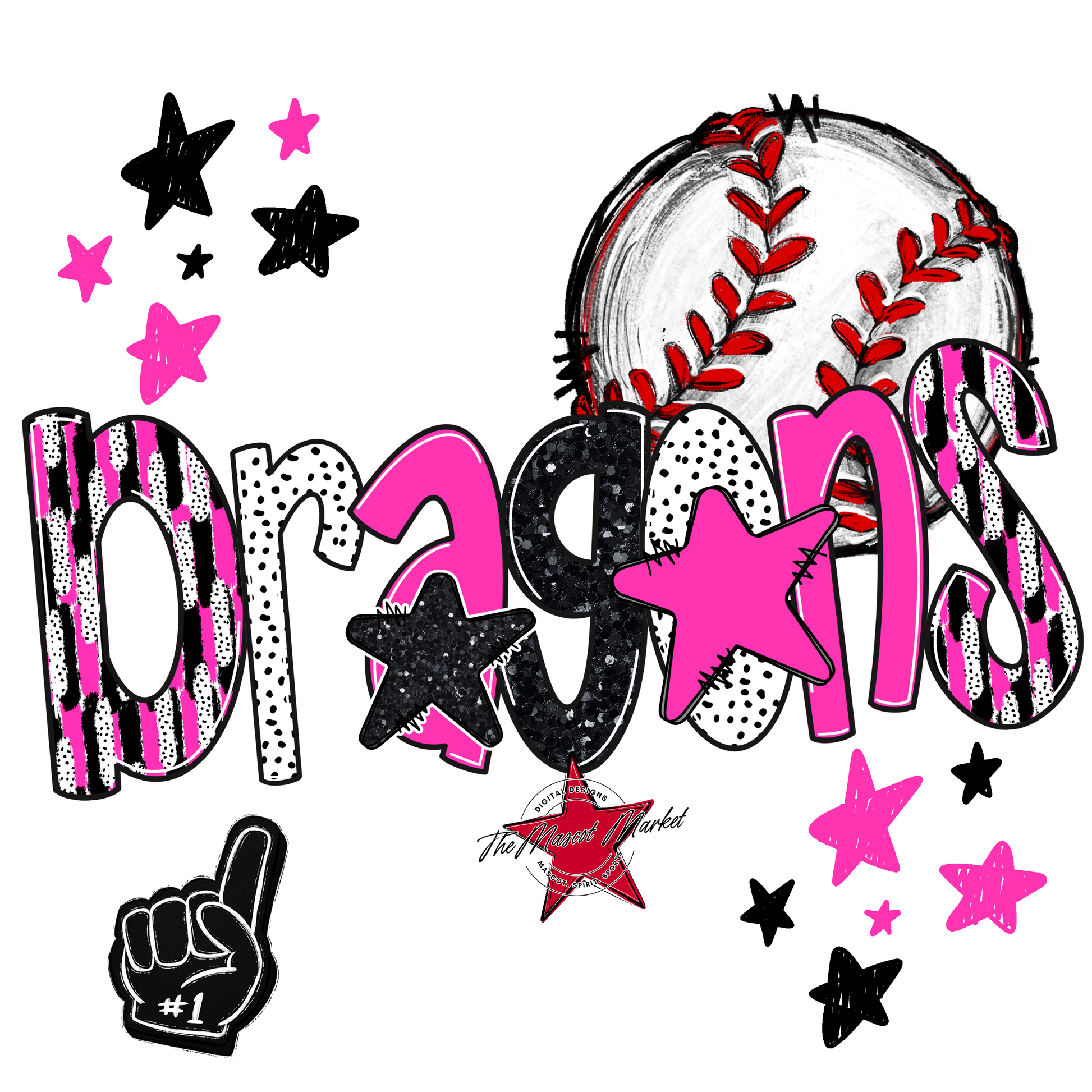 Dragons Baseball Scrape-Pink