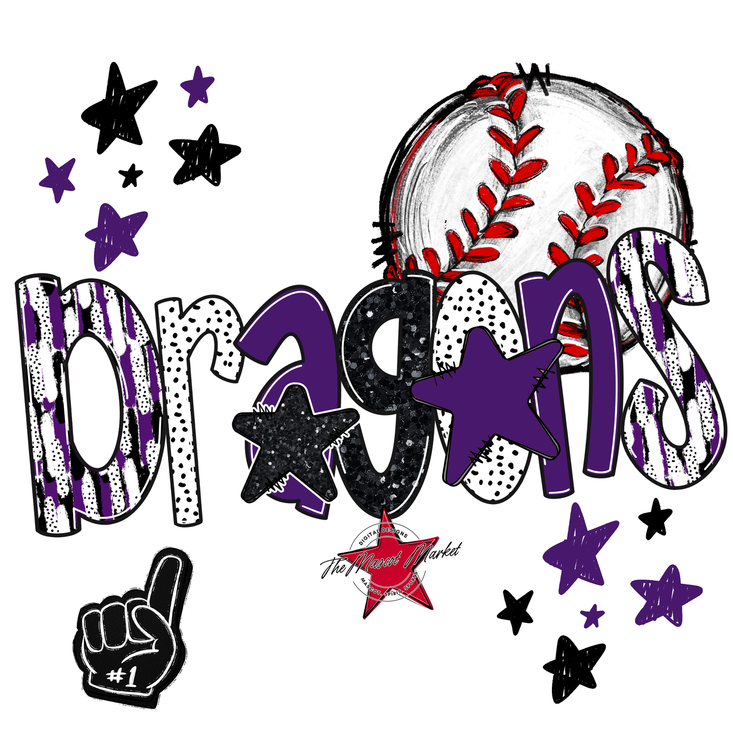 Dragons Baseball Scrape-Purple