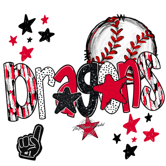Dragons Baseball Scrape-Red