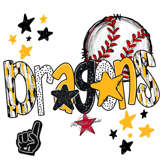 Dragons Baseball Scrape-Yellow