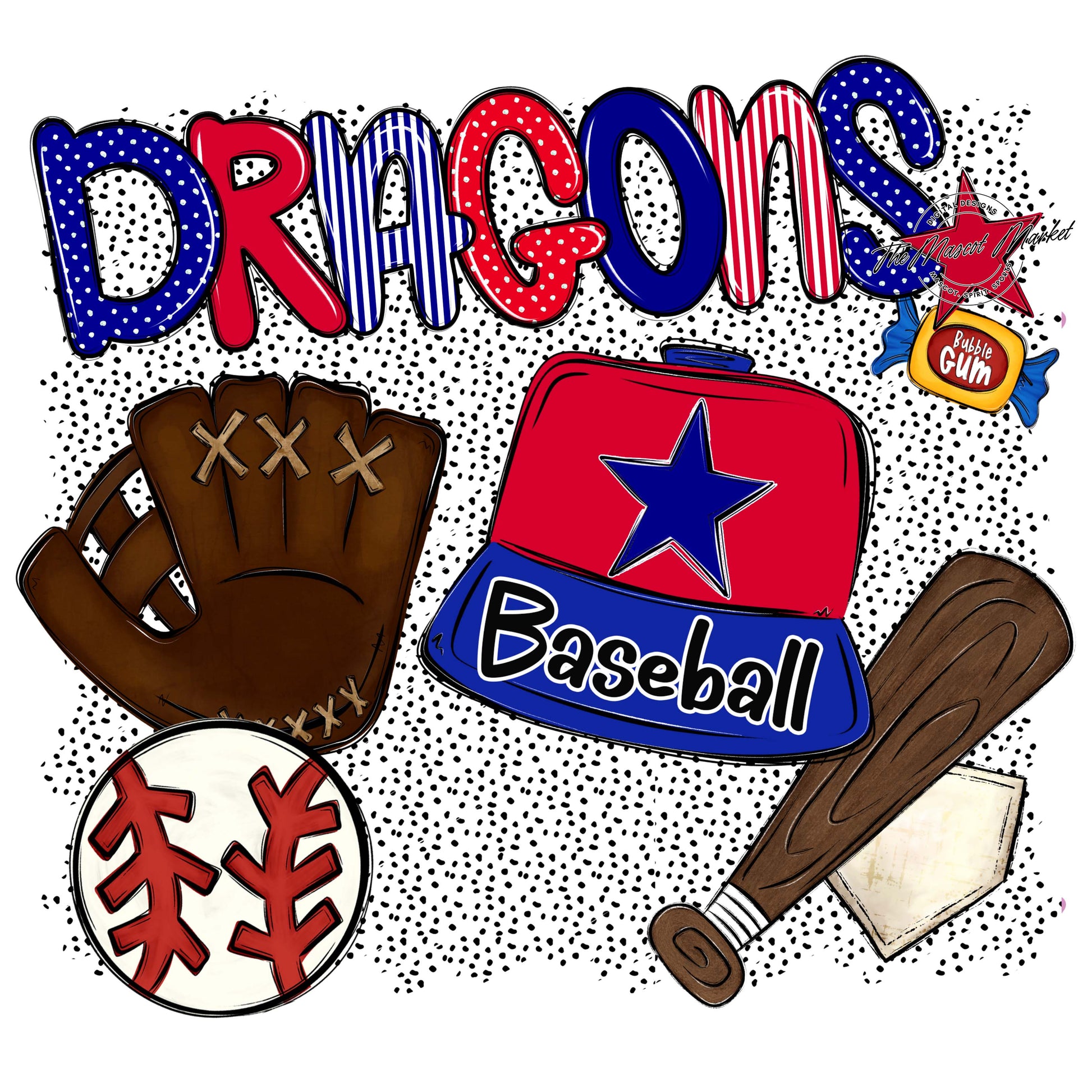 Dragons Baseball Spirit-Blue & Red
