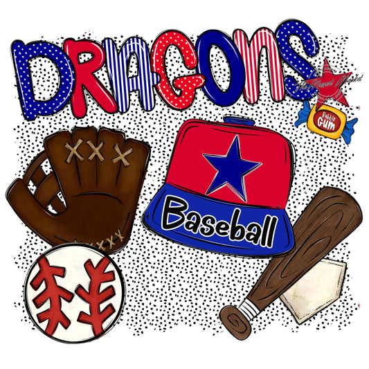 Dragons Baseball Spirit-Blue & Red