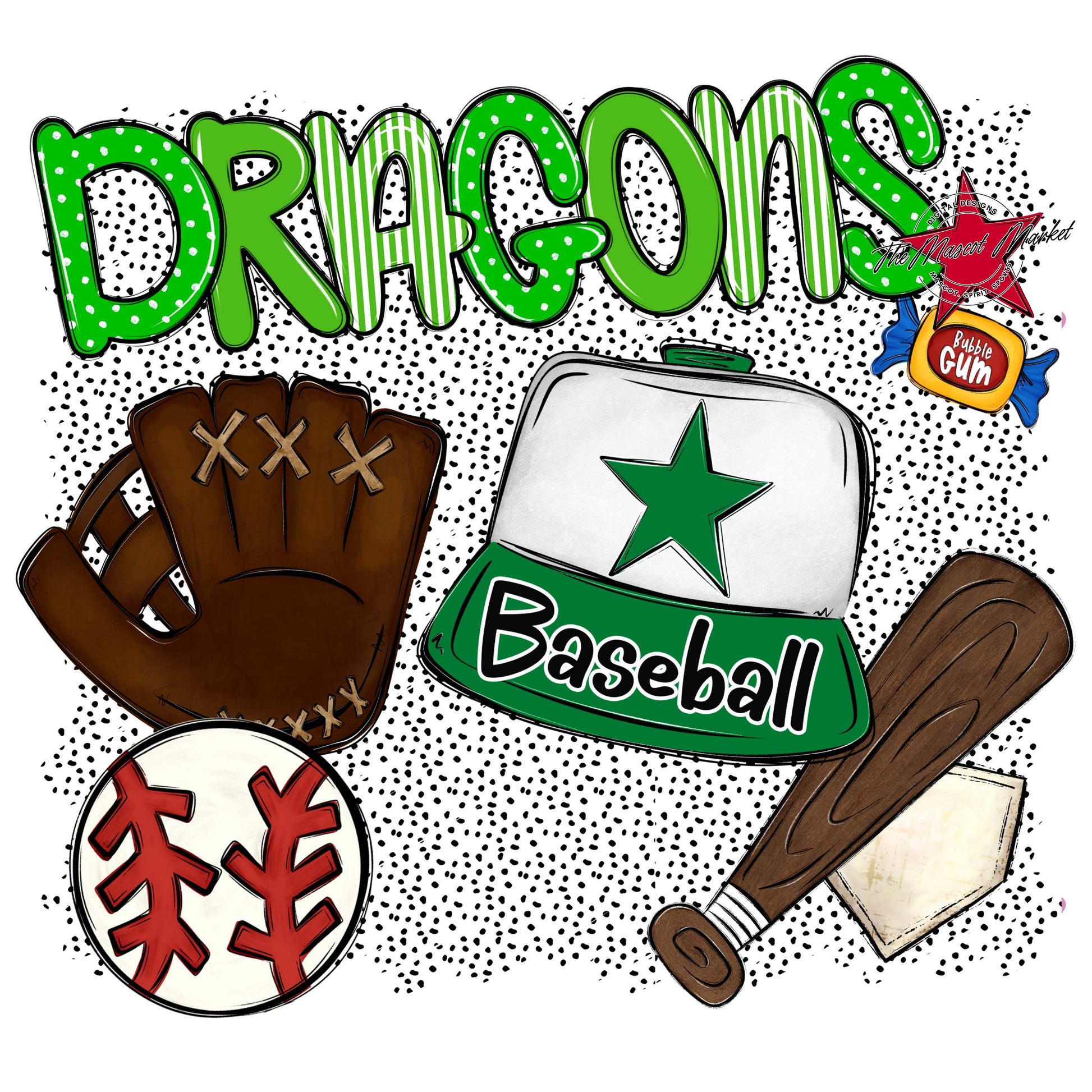 Dragons Baseball Spirit-Bright Green