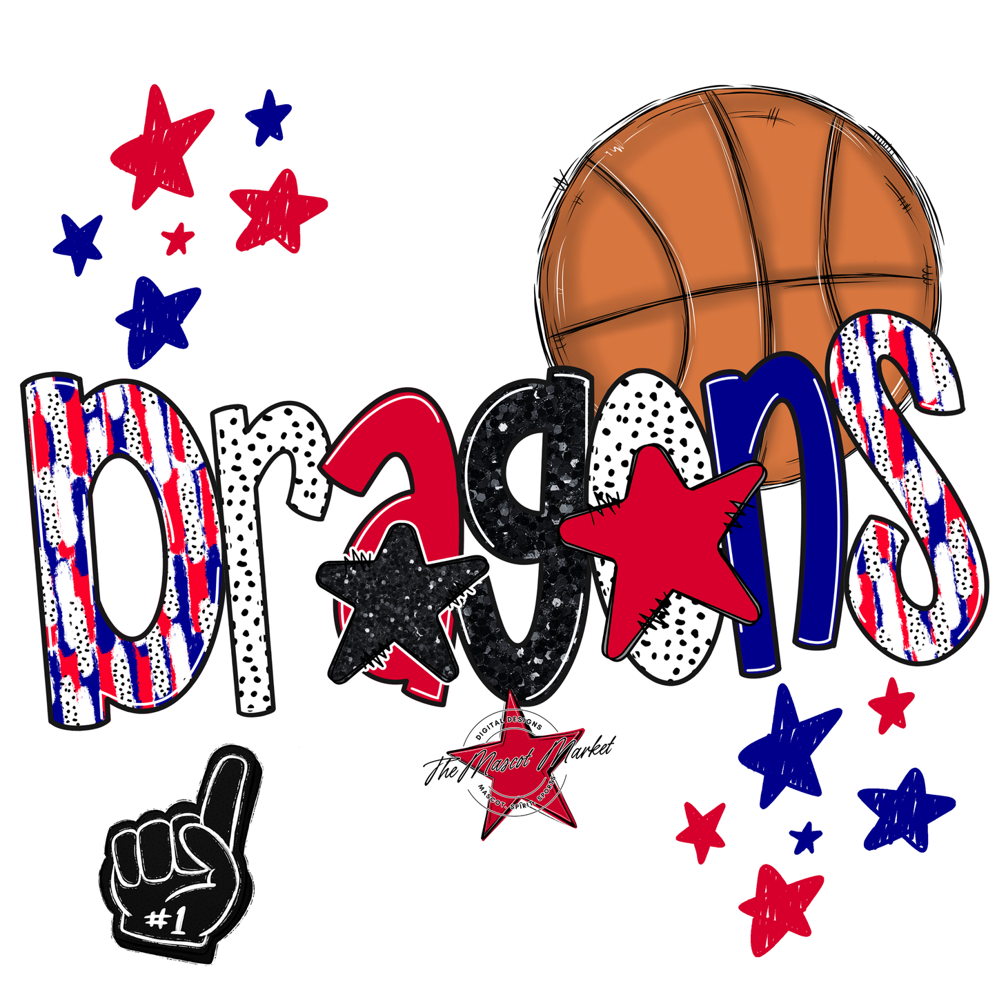 Dragons Basketball Scrape-Blue-Red