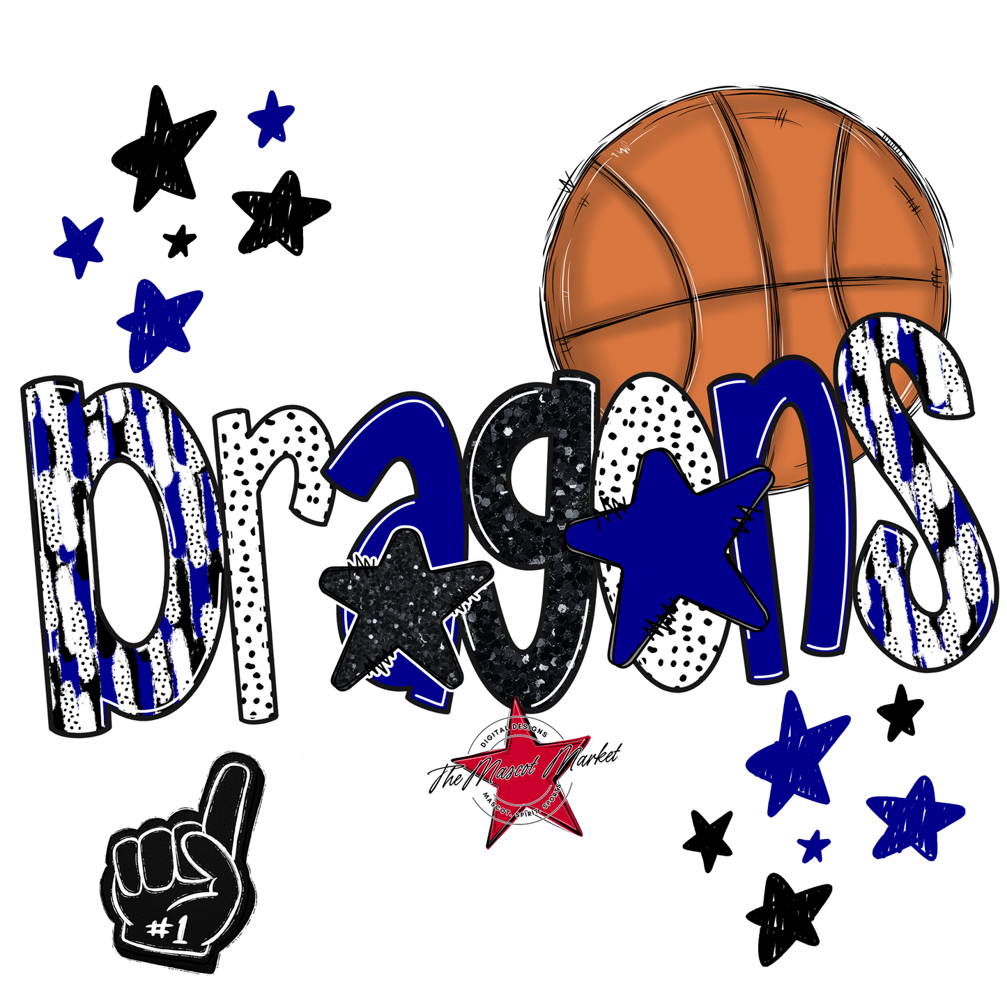 Dragons Basketball Scrape-Blue