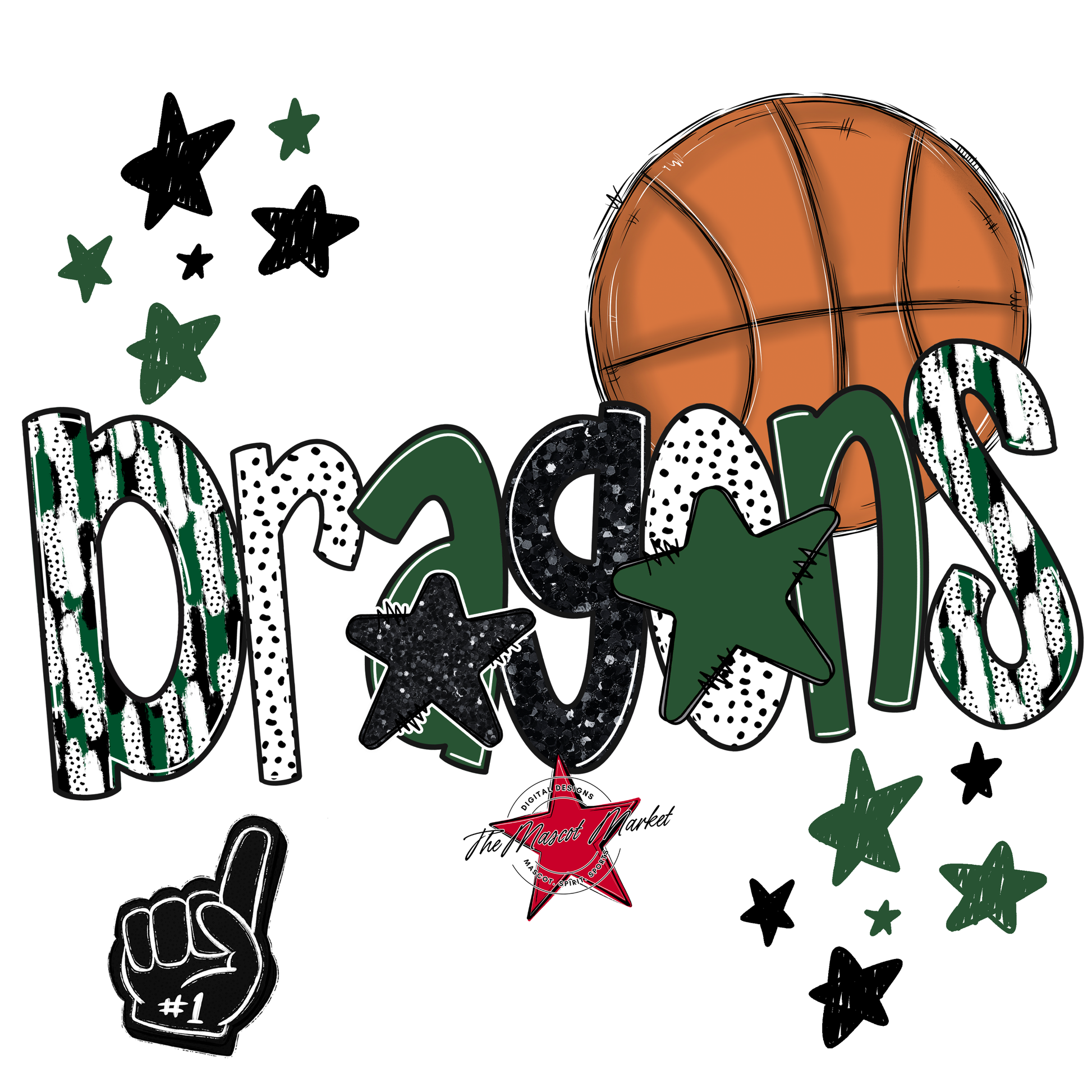 Dragons Basketball Scrape-Green