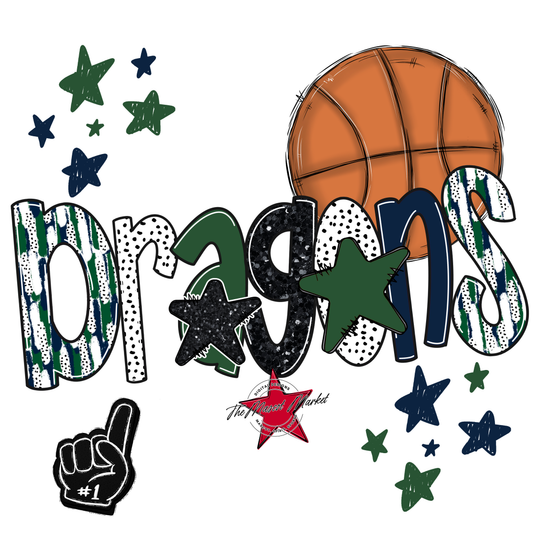 Dragons Basketball Scrape-Navy-Green