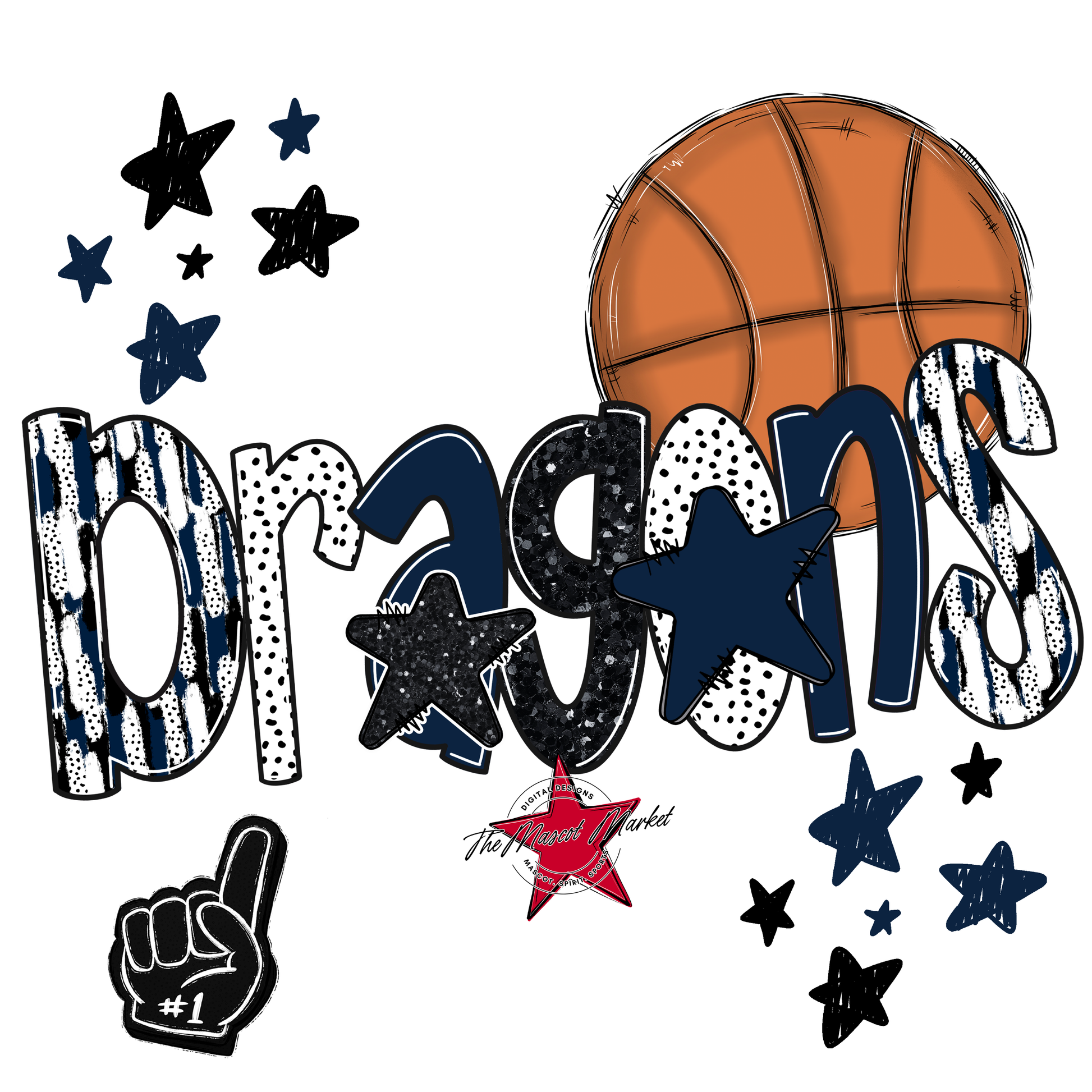 Dragons Basketball Scrape-Navy