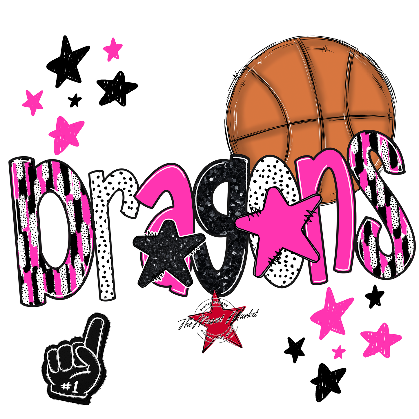 Dragons Basketball Scrape-Pink