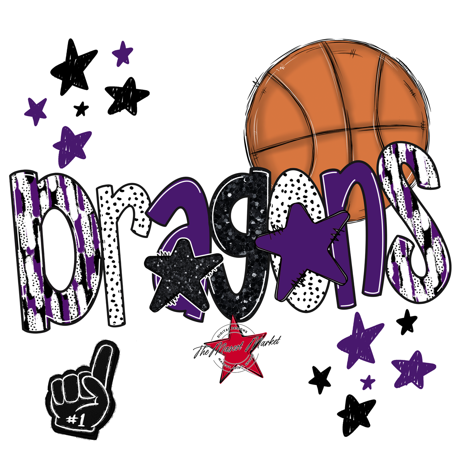 Dragons Basketball Scrape-Purple