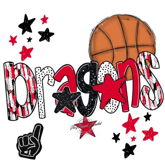 Dragons Basketball Scrape-Red