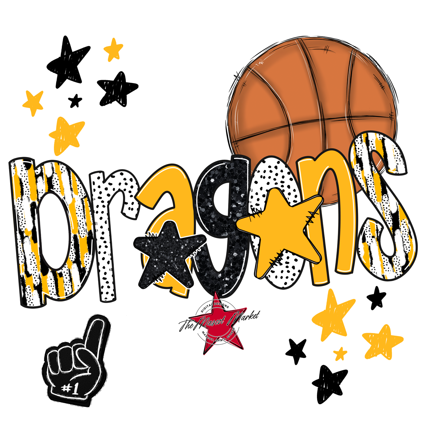 Dragons Basketball Scrape-Yellow