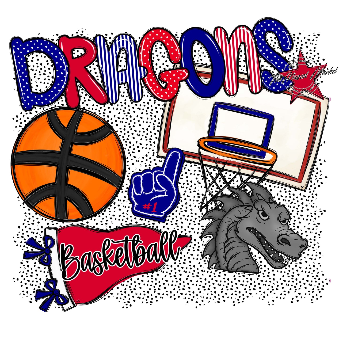 Dragons Basketball Spirit-Blue & Red