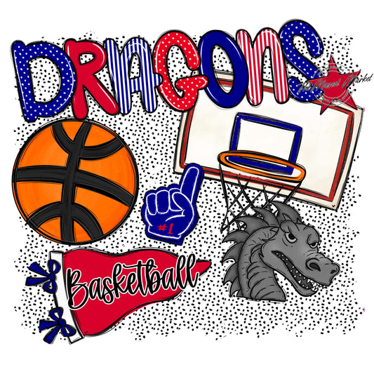 Dragons Basketball Spirit-Blue & Red