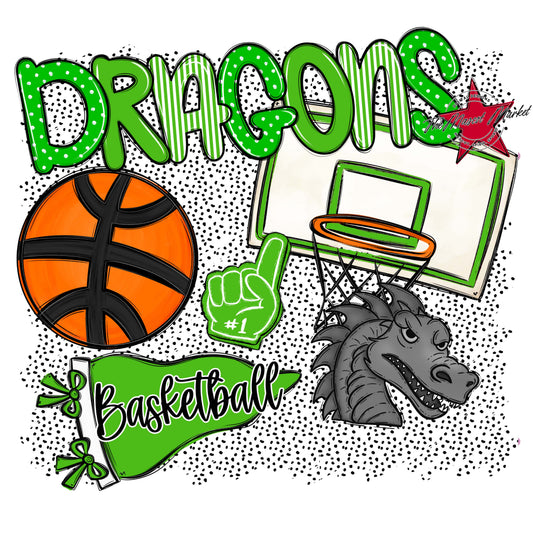 Dragons Basketball Spirit-Bright Green