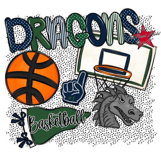 Dragons Basketball Spirit-Navy & Green