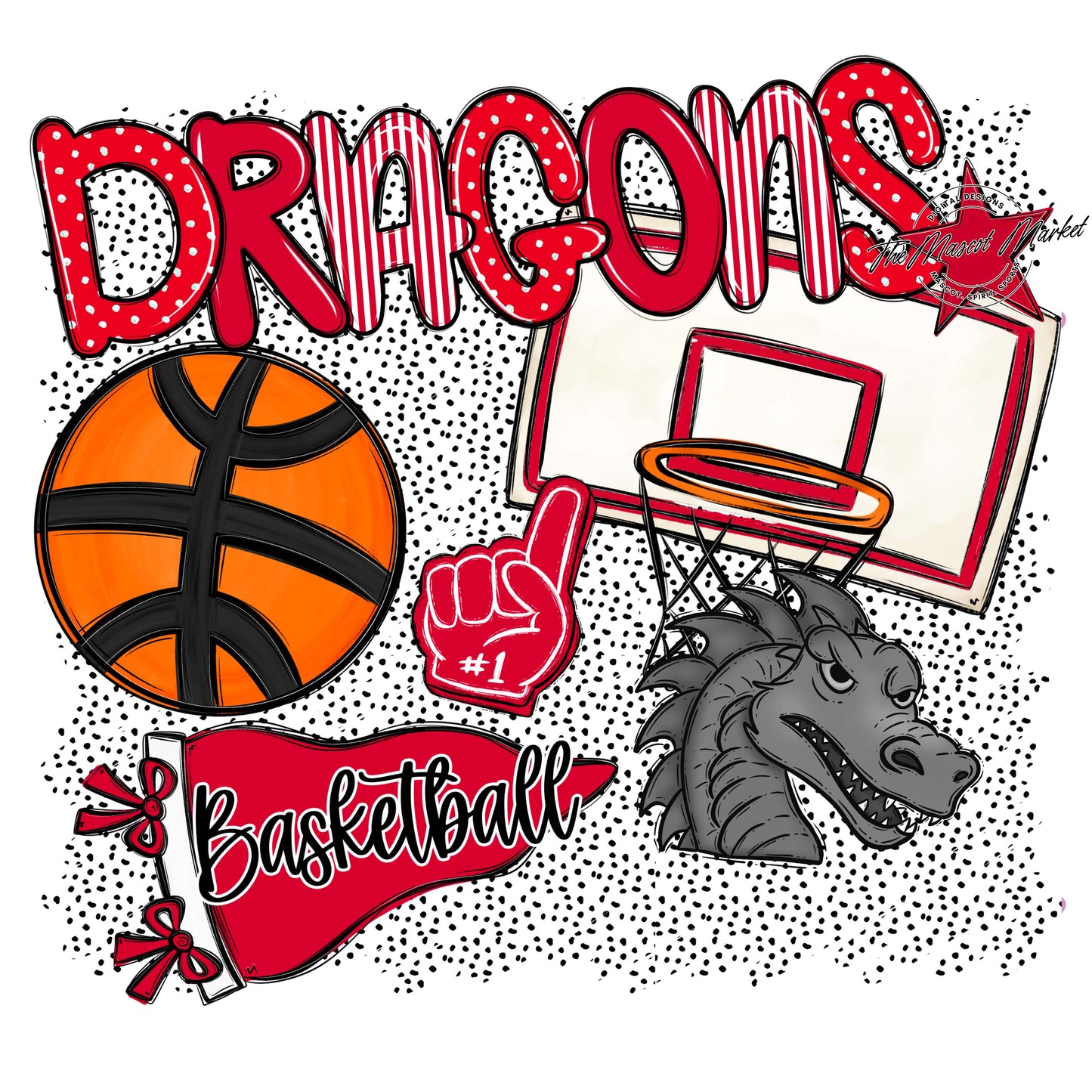 Dragons Basketball Spirit-Red