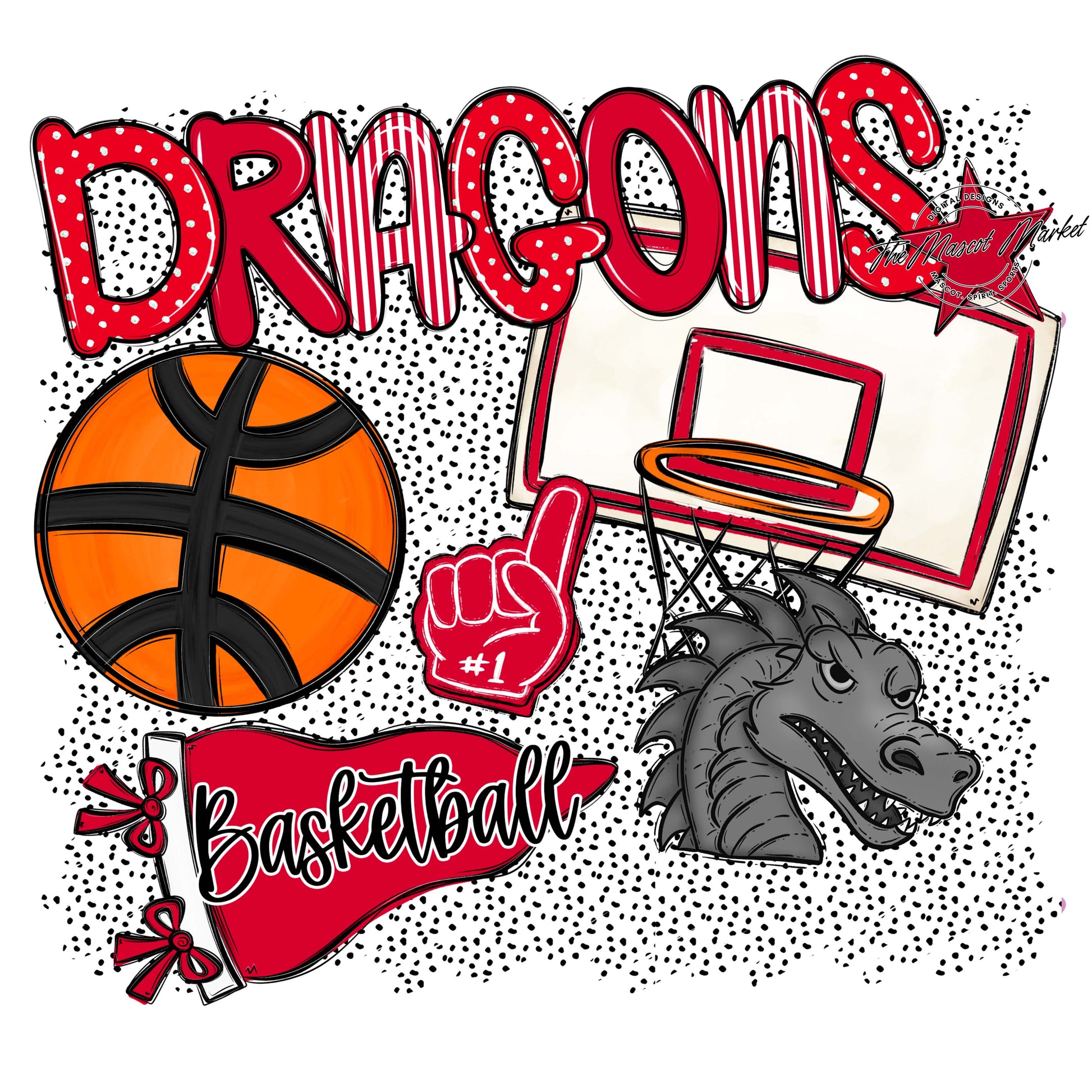 Dragons Basketball Spirit-Red