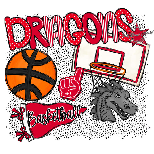 Dragons Basketball Spirit-Red