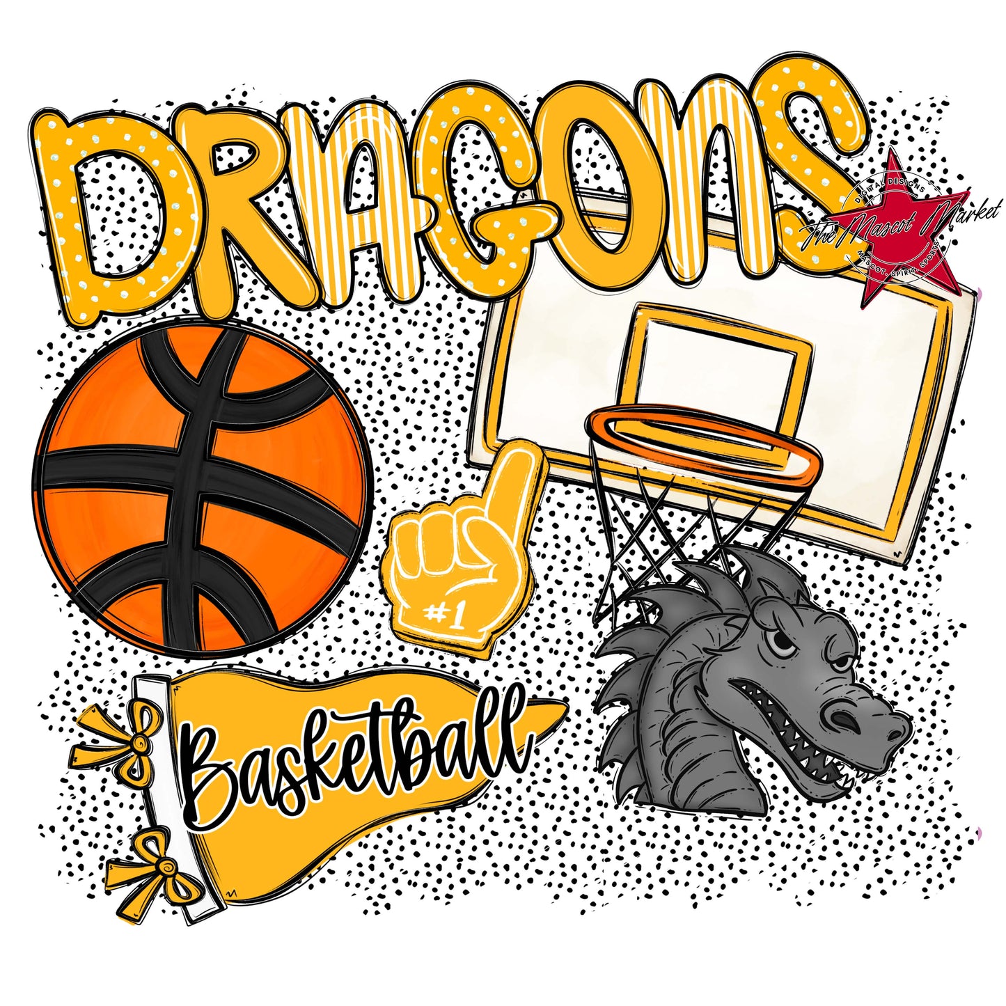 Dragons Basketball Spirit-Yellow