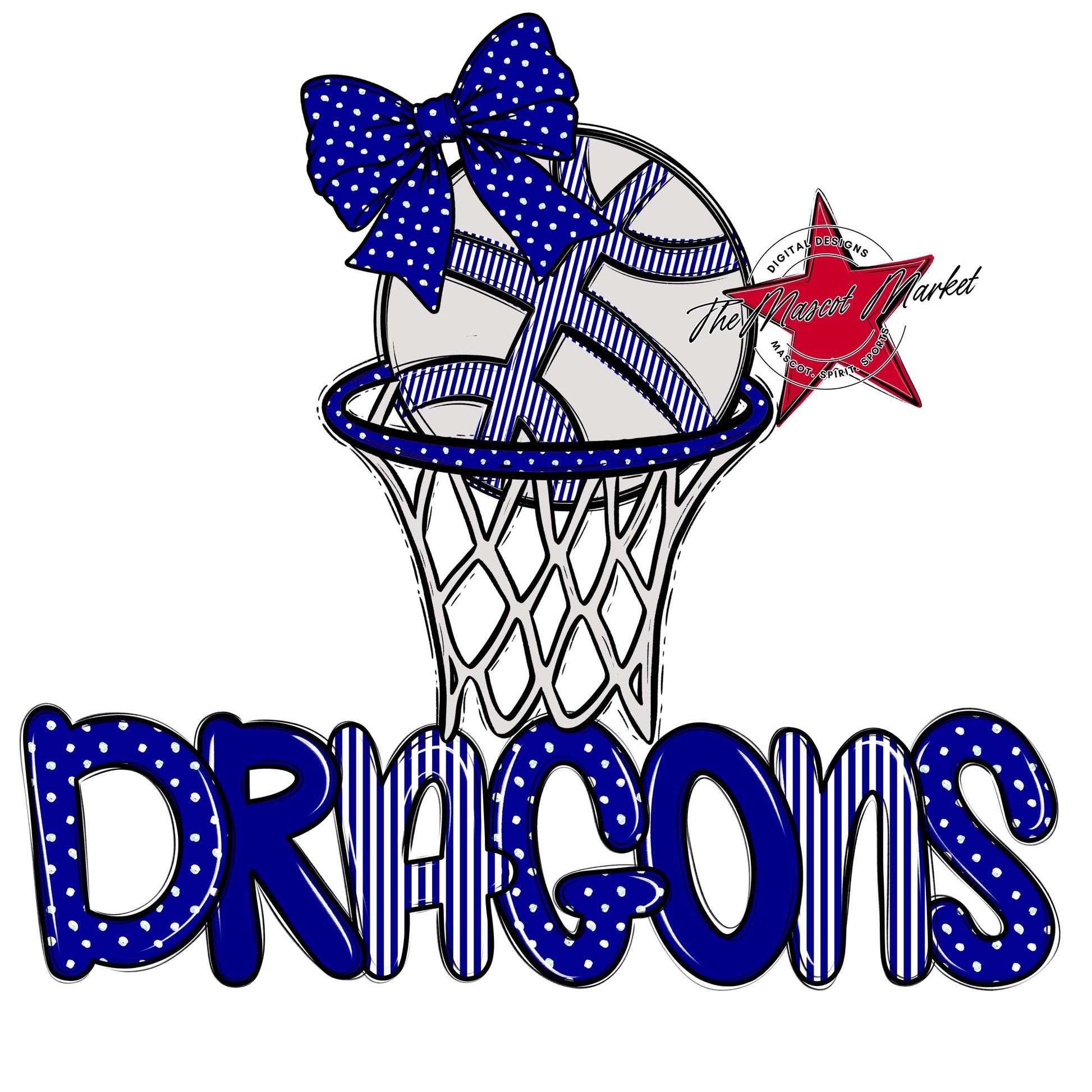 Dragons Basketball Spirit Design-Blue