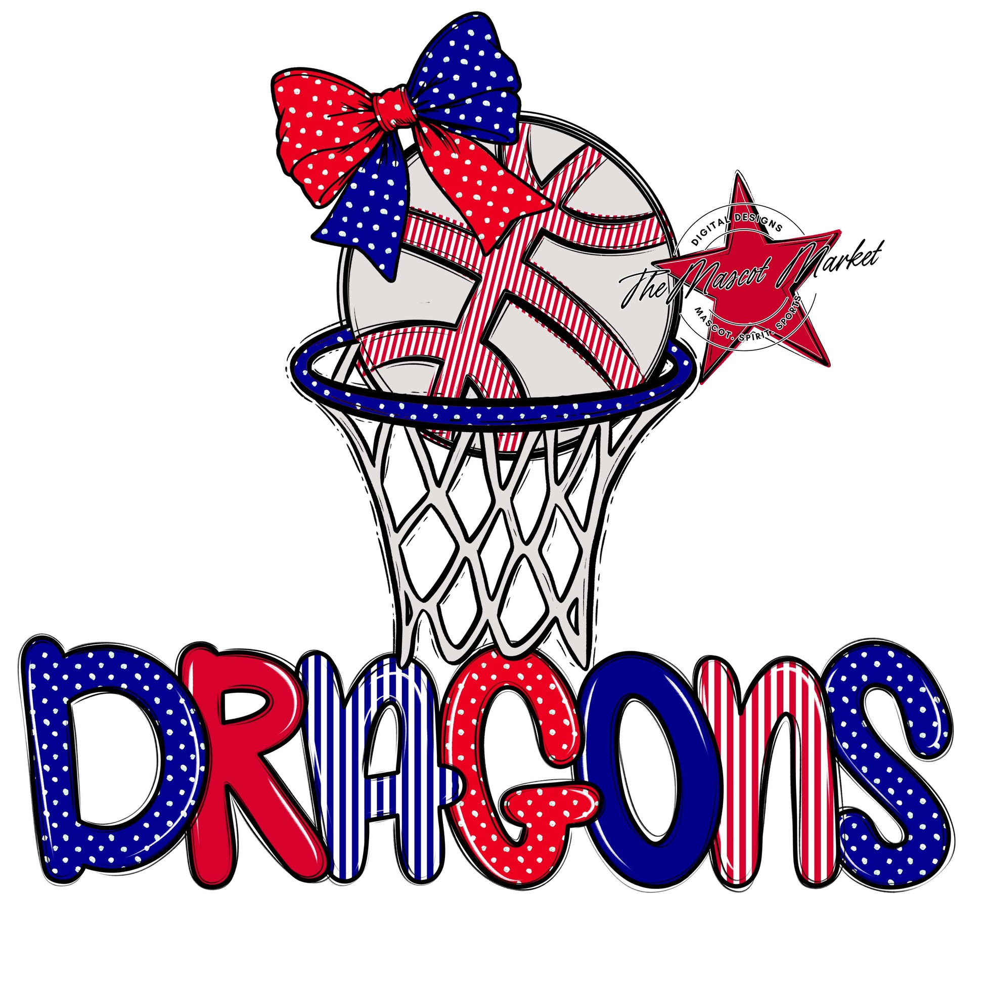 Dragons Basketball Spirit Design-Blue & Red
