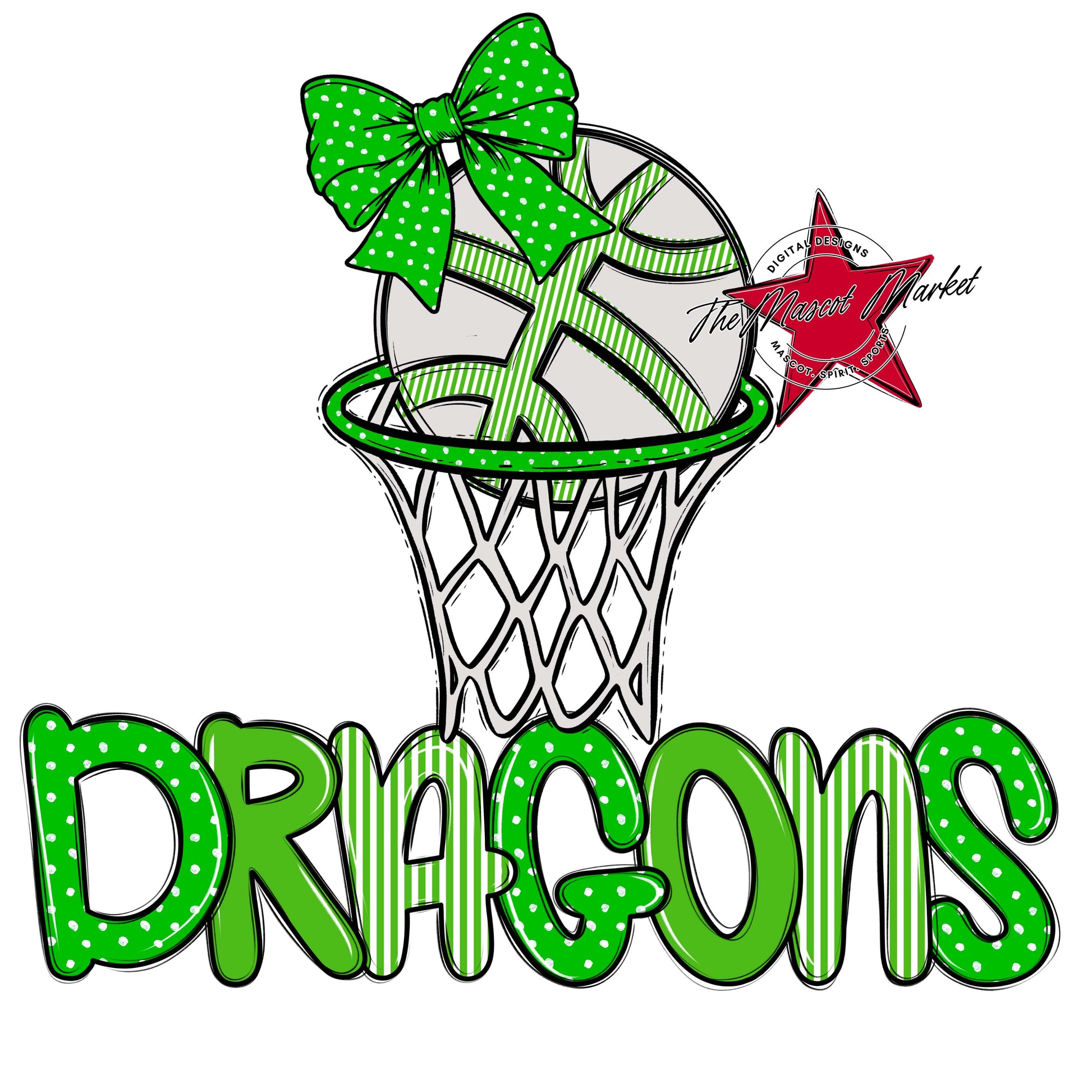 Dragons Basketball Spirit Design-Bright Green