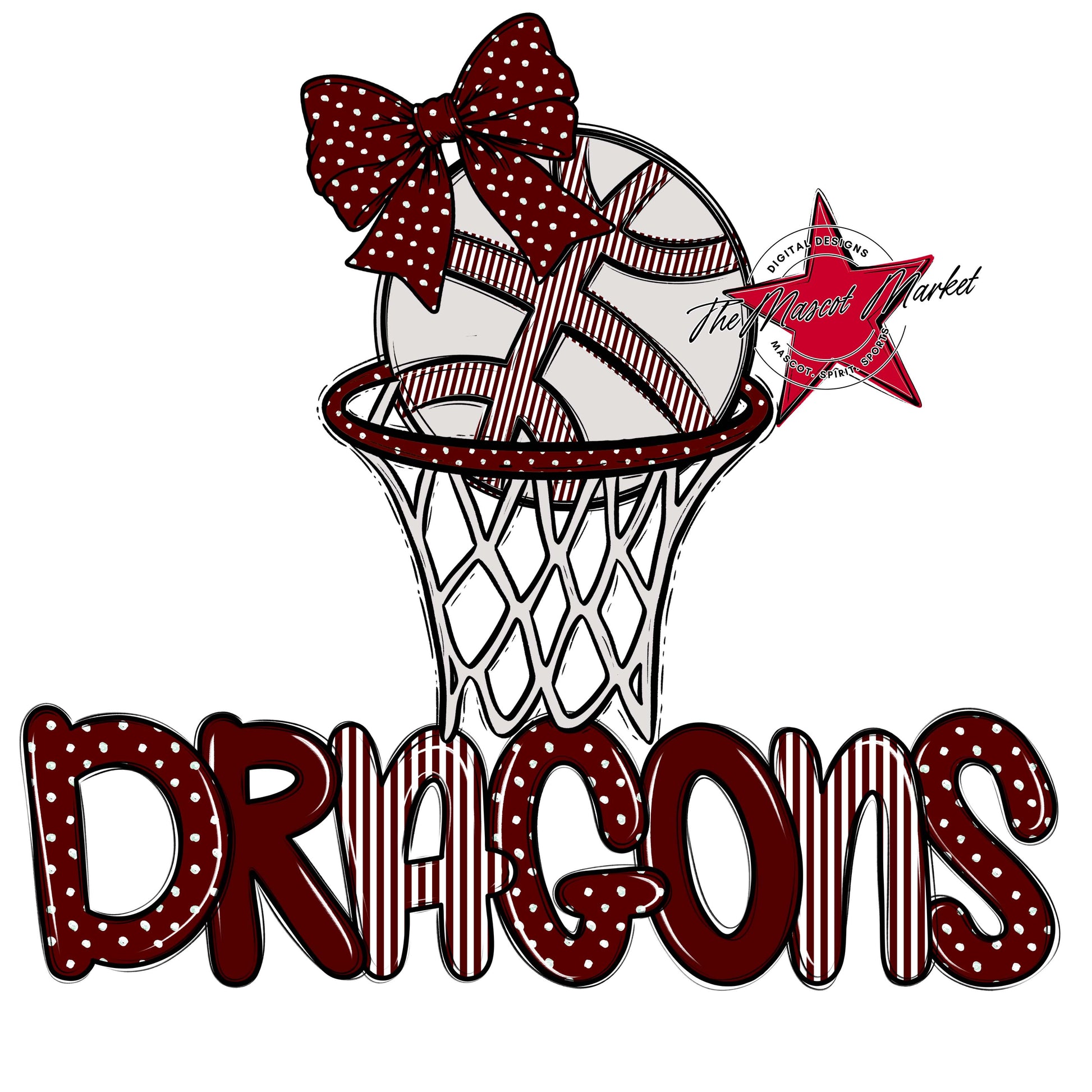 Dragons Basketball Spirit Design-Maroon