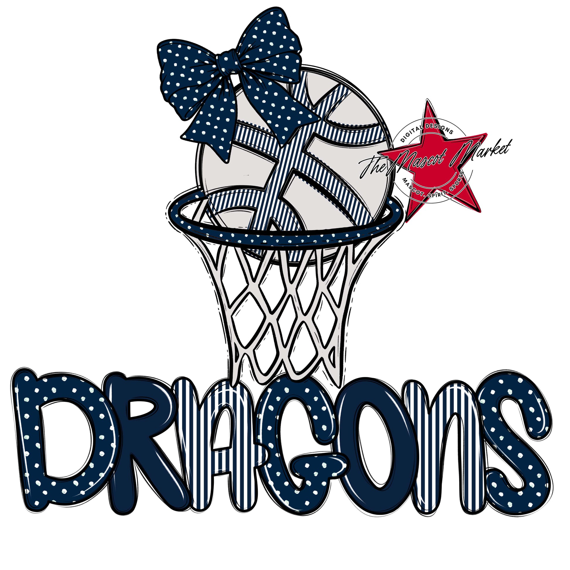 Dragons Basketball Spirit Design-Navy