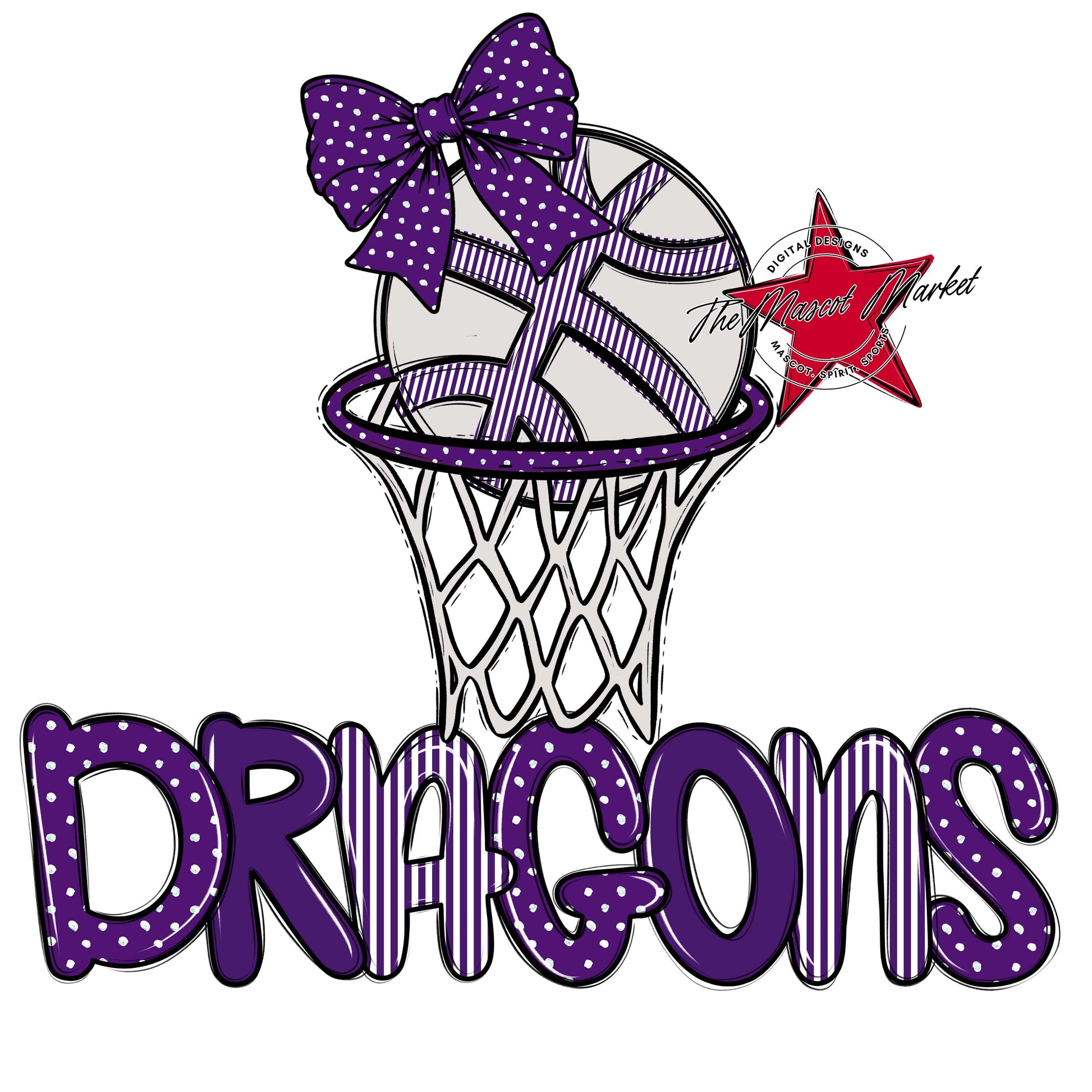 Dragons Basketball Spirit Design-Purple