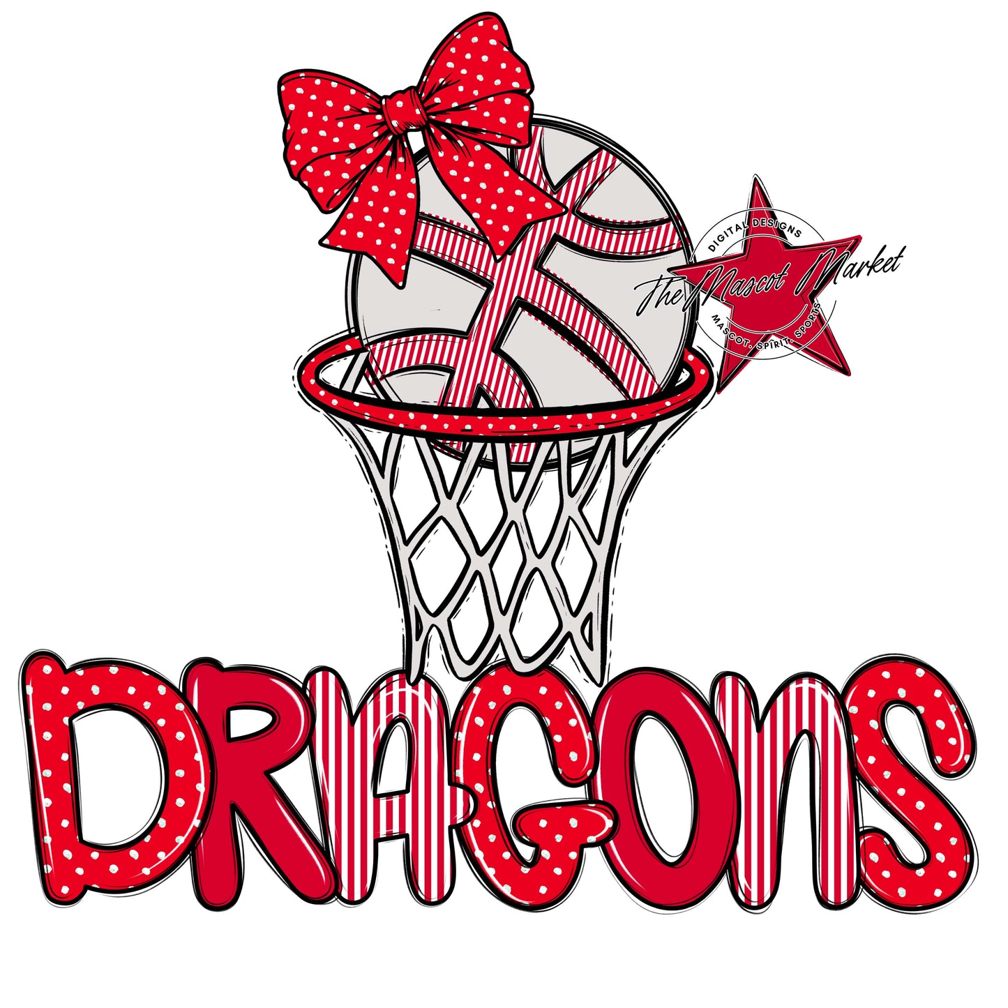 Dragons Basketball Spirit Design-Red