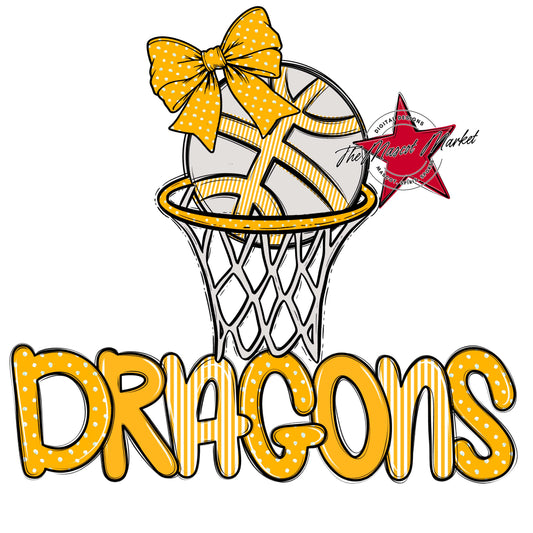 Dragons Basketball Spirit Design-Yellow