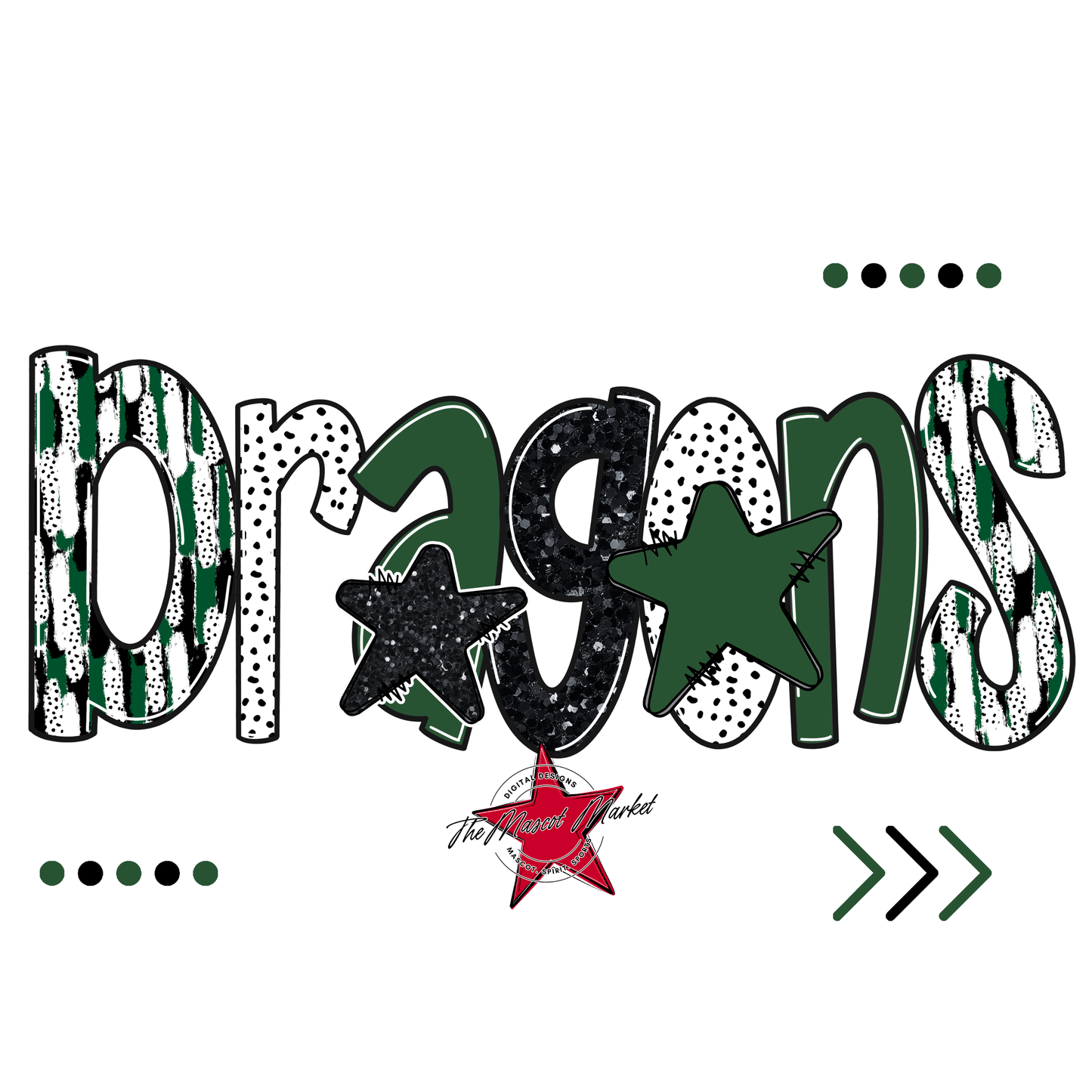 Dragons Brushstroke Alpha w Arrows-Green