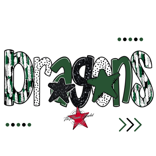 Dragons Brushstroke Alpha w Arrows-Green