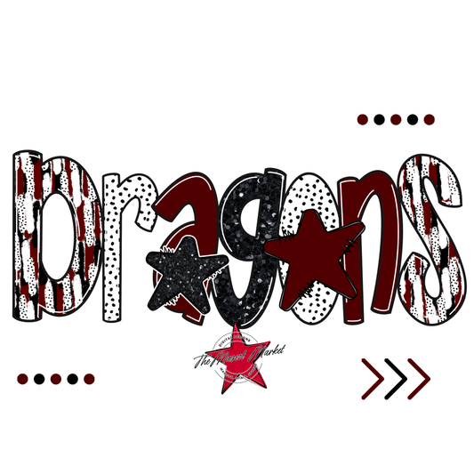 Dragons Brushstroke Alpha w Arrows-Maroon