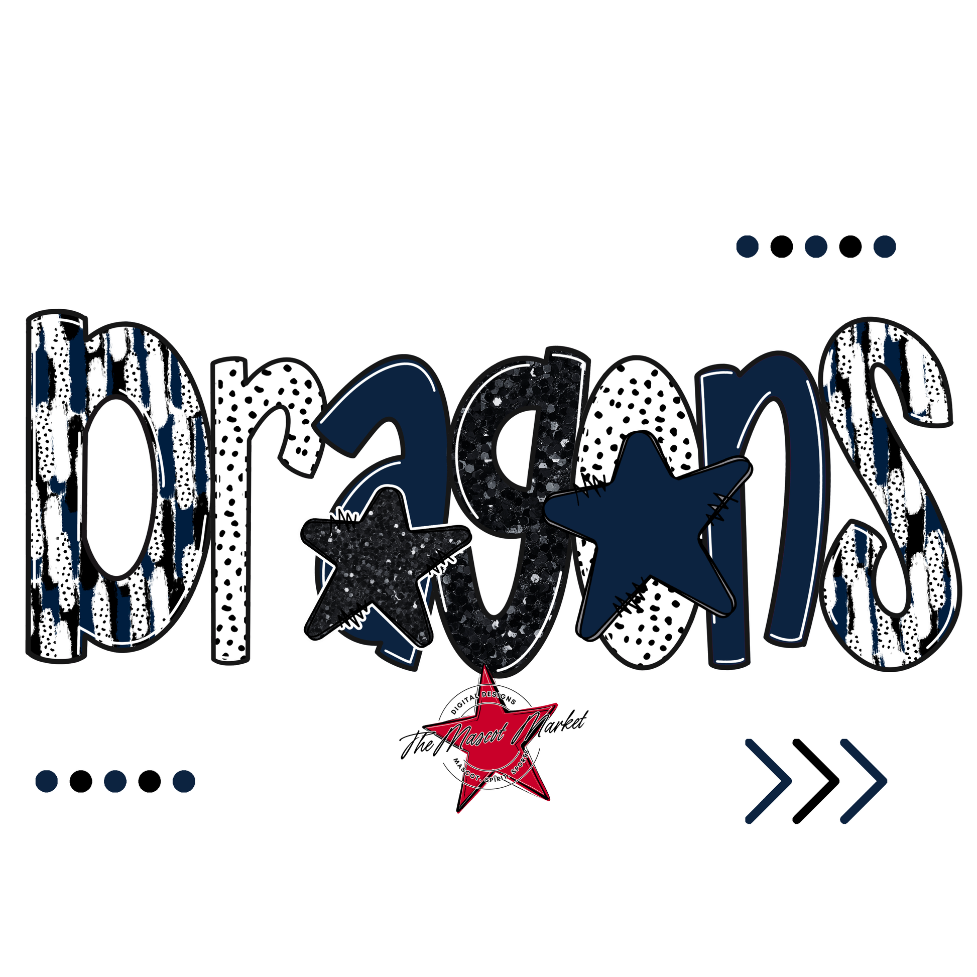 Dragons Brushstroke Alpha w Arrows-Navy