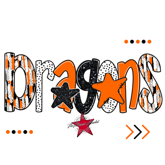 Dragons Brushstroke Alpha w Arrows-Orange